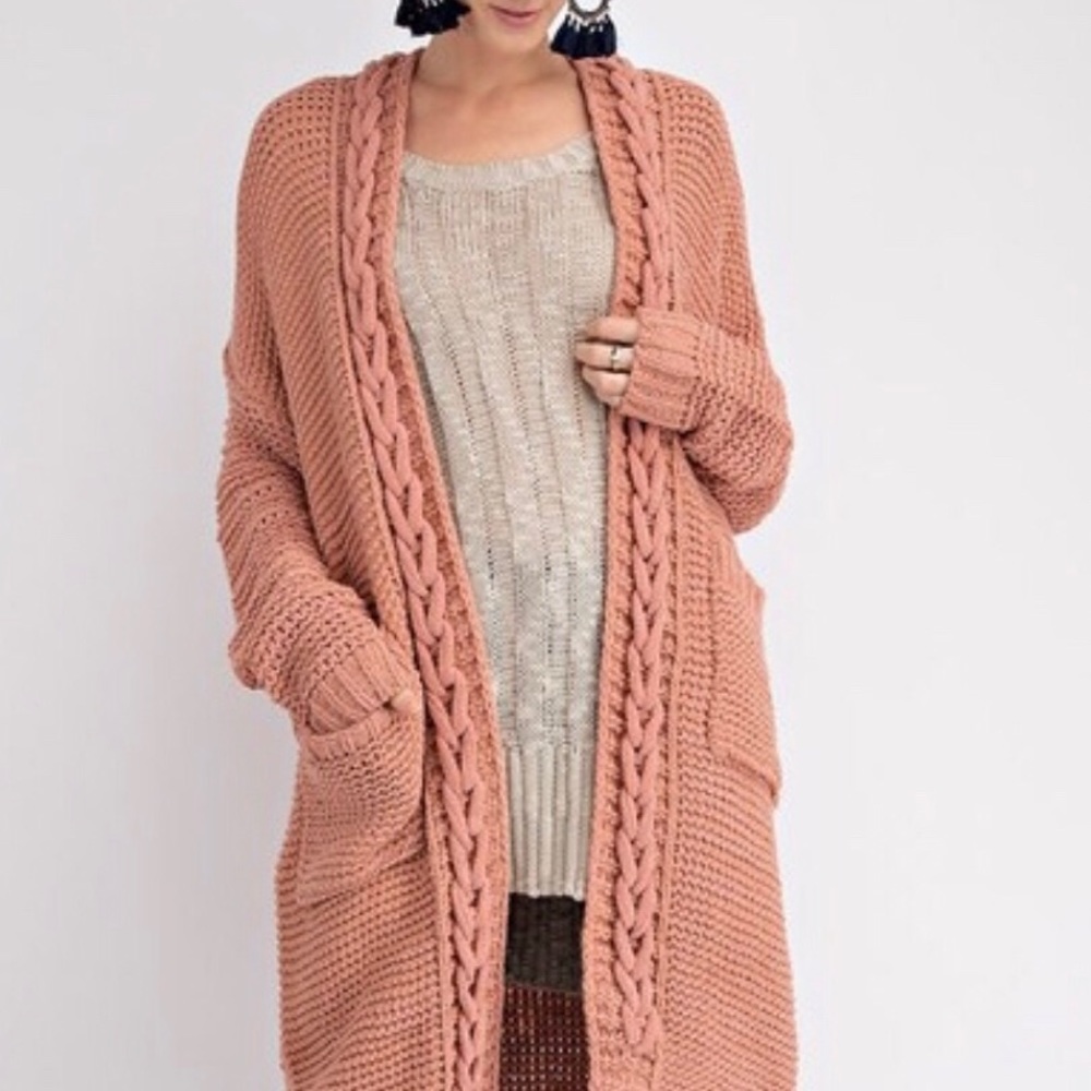 Terra Cotta Long Cardigan Sweater